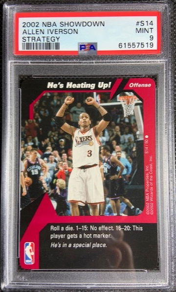2002 NBA Showdown Strategy #S14 He’s Heating Up! Allen Iverson PSA 9 MINT 76ers