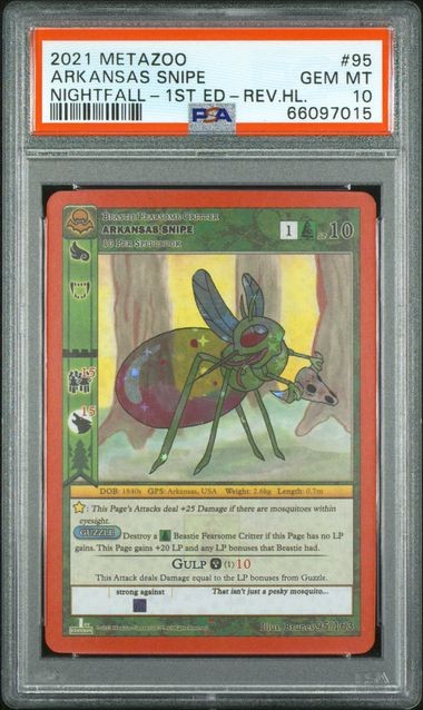 2021 METAZOO ARKANSAS SNIPE NIGHTFALL 1ST EDITION REVERSE HOLO #95 PSA 10 GEM MINT