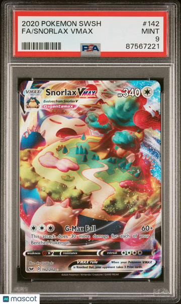 2020 Pokemon Sword & Shield Snorlax VMAX Fa PSA 9 #142