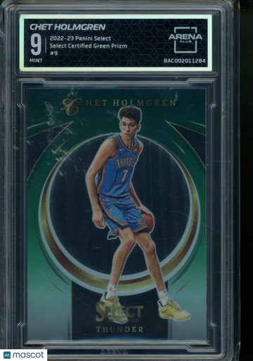 2023 2022-23 Panini Select Certified Green Prizm Chet Holmgren #9 Arena Club 9