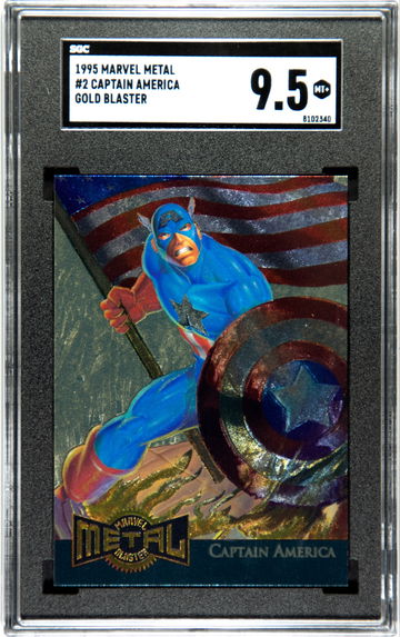 1995 MARVEL METAL #2 CAPTAIN AMERICA GOLD BLASTER SGC 9.5 MT+ POP 1