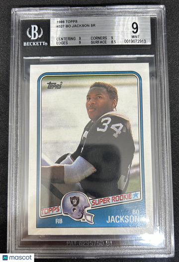 1988 Topps Bo Jackson SR #327 Rookie BGS 9