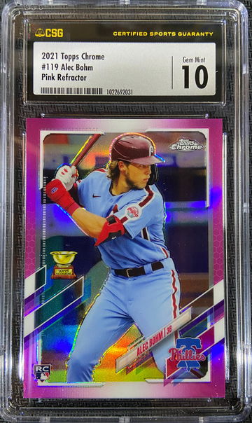 2021 Topps Chrome Pink Refractor ROOKIE Alec Bohm CSG 10 GEM MINT LOW POP!