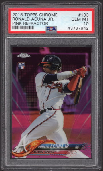 Ronald Acuna Jr 2018 Topps Chrome #193 Pink Ref PSA 10
