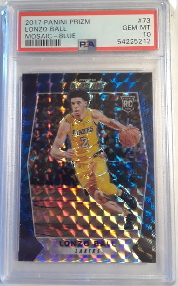Lonzo Ball 2017-18 Prizm Mosaic Blue Mosaic Prizm Rookie Card PSA 10 Gem Mint #73.