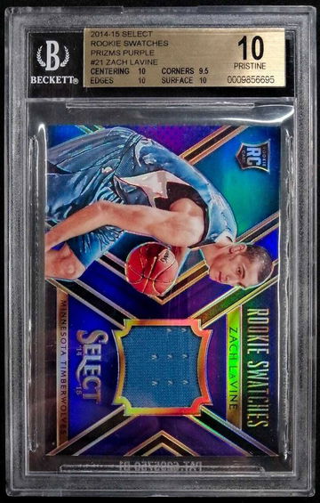 BGS 10 POP 1 Zach Lavine ROOKIE RC 2014-15 Select Swatches Prizm Purple 30/99 - DHL Express Air 5-6 Days with Tracking