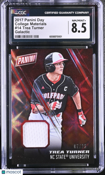 2017 Panini Day Trea Turner #14 Galactic College Materials CGC 8.5