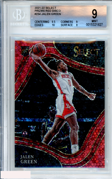 2021-22 SELECT JALEN GREEN #234 PRIZMS RED DISCO 16 OF 49 RC BGS 9 MINT