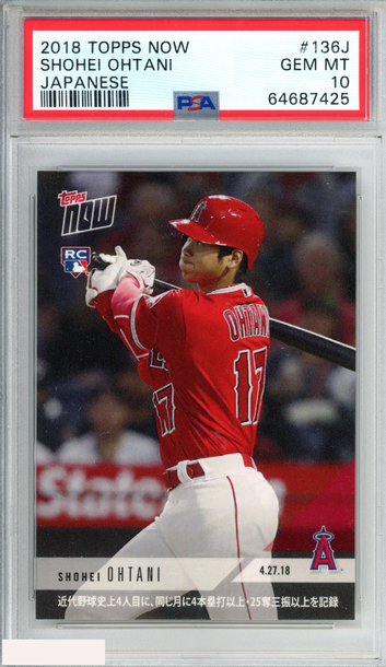 2018 TOPPS NOW SHOHEI OHTANI #136J JAPANESE ROOKIE RC ANGELS PSA 10 GEM MT