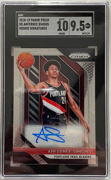 2018 Prizm Anfernee Simons Rookie Signatures SGC 10 Auto/9.5 MT+ RC 