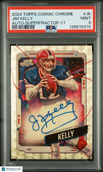 2024 Topps Cosmic Chrome Cosmic Chrome Autographs Jim Kelly #JK Superfractor /1 PSA 9