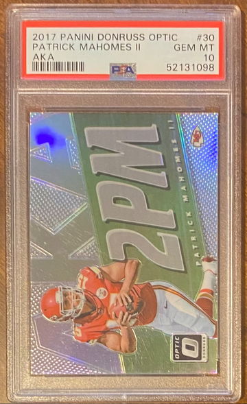 2017 Patrick Mahomes Panini Donruss Optic 2PM AKA PRIZM Rookie RC #30 PSA 10