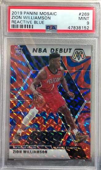 2019 Panini Mosaic Reactive Blue Zion Williamson PSA 9
