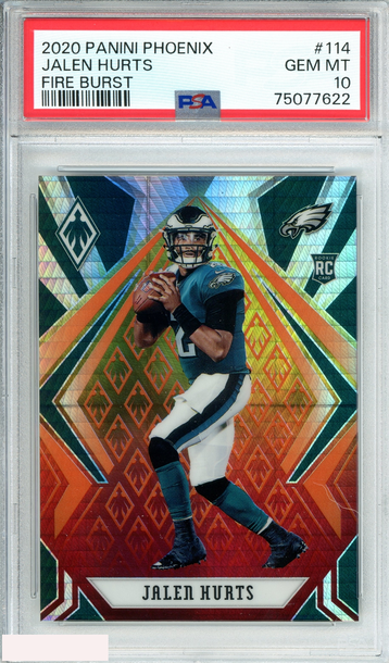 2020 PANINI PHOENIX JALEN HURTS #114 FIRE BURST ROOKIE RC PSA 10 GEM MT