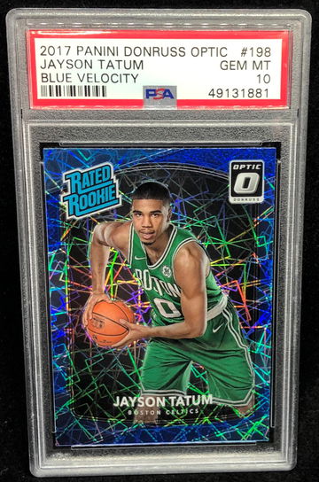 Jayson Tatum 2017 Panini Optic Blue Velocity PSA 10 Gem Mint Rookie
