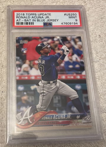 Ronald Acuna 2018 topps update blue jersey us250 psa 9