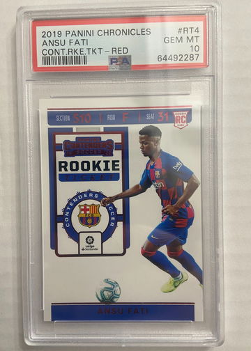2019-20 Panini Chronicles Contenders Soccer Ansu Fati FC Barcelona Contenders Rookie Ticket Red #RT4 ROOKIE/RC 