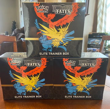 3 Hidden Fates Elite Trainer Boxes Sealed