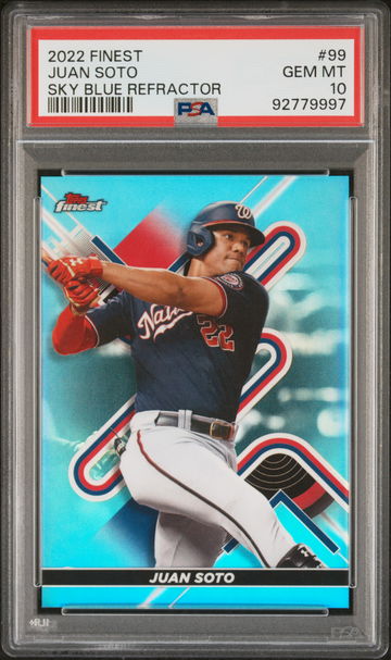 2022 Finest Sky Blue Refractor Juan Soto #99 /300 PSA 10