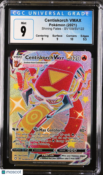 2021 Pokémon Shining Fates Centiskorch VMAX Shiny Vault CGC 9 #SV109/SV122