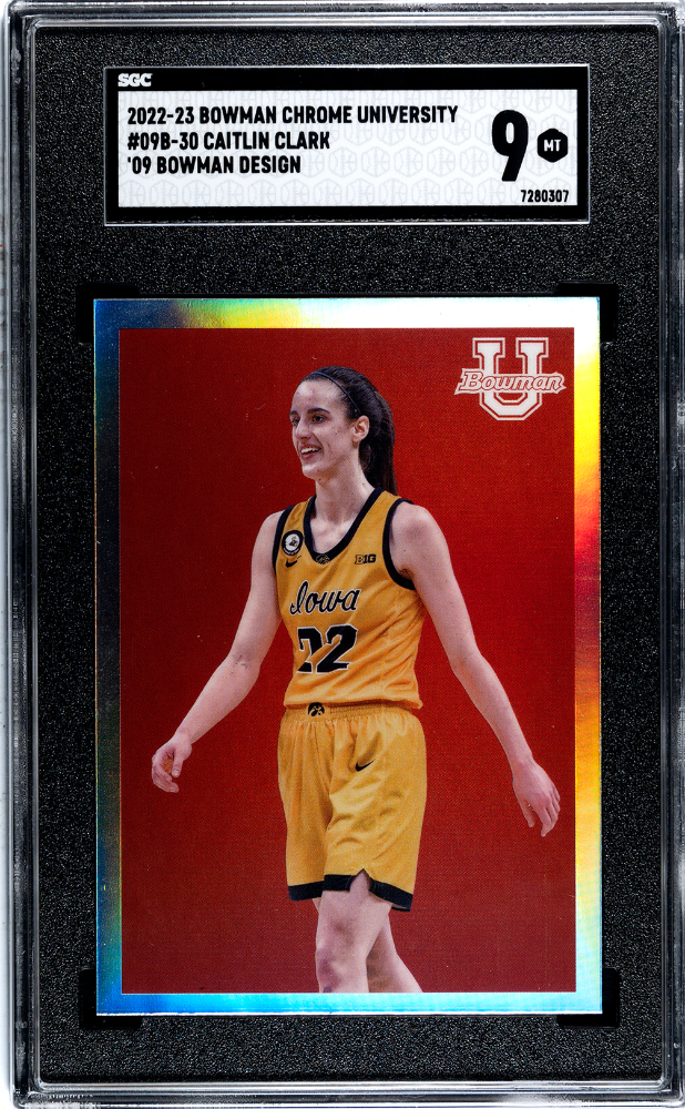 2022-23 Bowman University Chrome Caitlin Clark #09B-30 '09 SGC 9