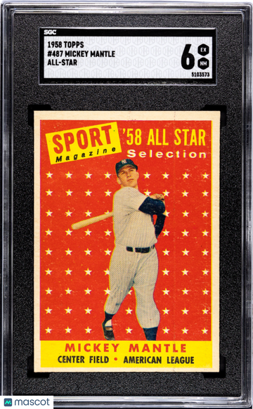1958 Topps Mickey Mantle #487 All Star SGC 6