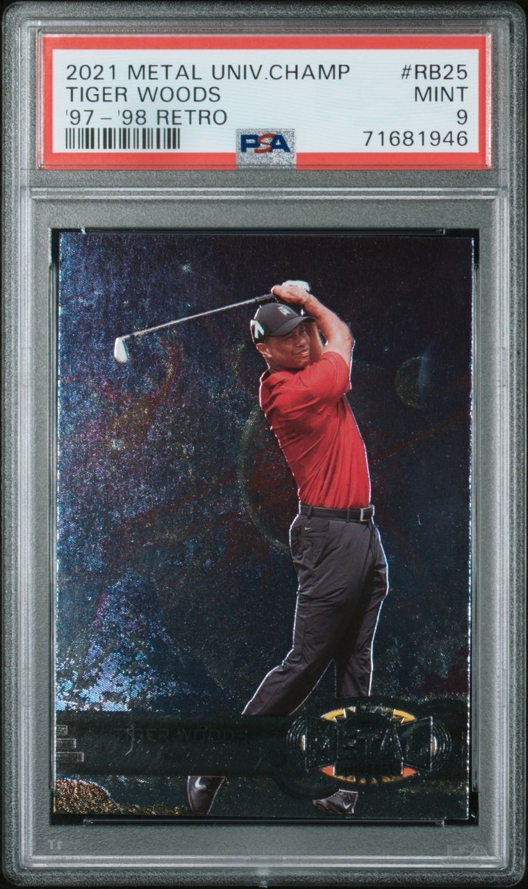 2021 Metal Universe Champions Tiger Woods '97-'98 Retro PSA 9