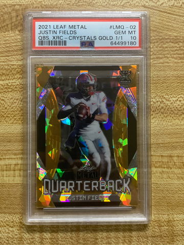 2021 Leaf Metal Justin Fields XRC Crystals Gold Rookie Card 1/1 PSA 10 Gem Mint 