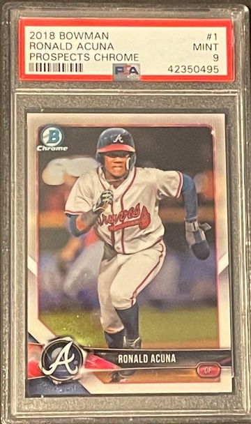 Ronald Acuna Jr. 2018 Bowman Prospects Chrome #1 PSA 9