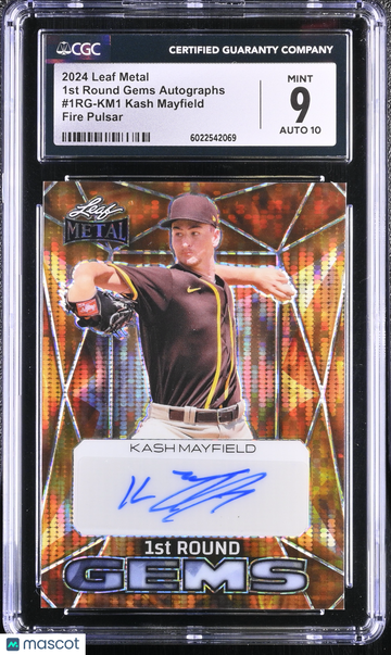 2024 Leaf Metal Kash Mayfield #1RG-KM1 Fire Pulsar 1st Round Gems Autographs CGC 9