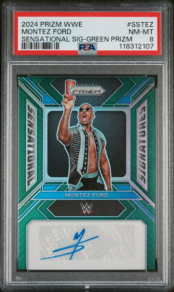 2024 Panini Prizm WWE Sensational Signatures Green Prizm Montez Ford #SSTEZ PSA 8