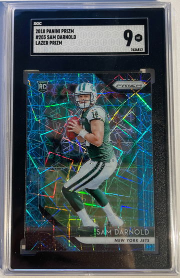 2018 PRIZM BLUE LAZER #203 SGC 9 SAM DARNOLD RC JETS