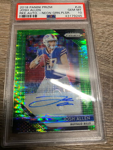 Josh Allen PSA 10 auto Neon Green Pulsar