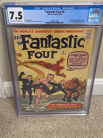 Fantastic Four #4.  CGC 7.5!!  1st Silver Age Sub Mariner!