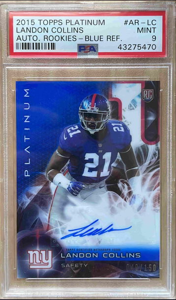 LANDON COLLINS 2015 TOPPS PLATINUM ROOKIE BLUE AUTO /150 RC NEW YORK GIANTS