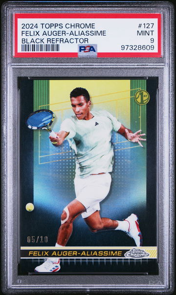 2024 TOPPS CHROME TENNIS FELIX AUGER-ALIASSIME #/10 BLACK #127 RC 1ST PSA 9