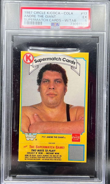 1987 CIRCLE K/COCA-COLA SUPERMATCH CARDS ANDRE THE GIANT #17 -W/TAB PSA 5