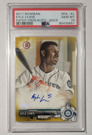 2017 Bowman Paper Kyle Lewis Prospect Auto Gold /50 Pop1
