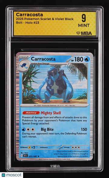 2025 Pokemon Scarlet & Violet Black Bolt Carracosta Holo MBA 9 #23