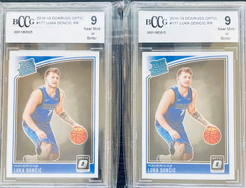 2X LOT LUKA DONCIC 2018-19 DONRUSS OPTIC RC BCCG 9 NMT