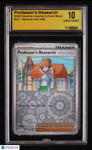 2025 Pokemon Scarlet & Violet Black Bolt Professor Juniper Reverse Holo MBA 10 #85