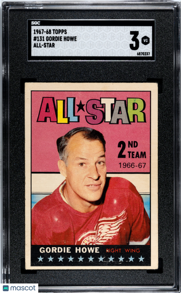 1967-68 Topps Gordie Howe #131 All-Star SGC 3