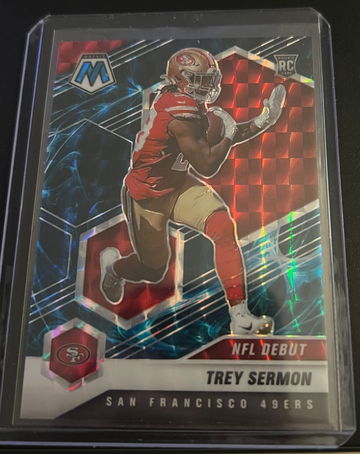 2021 Mosaic Trey Sermon NFL Debut Genesis Prizm SP Rookie RC #255 49ers