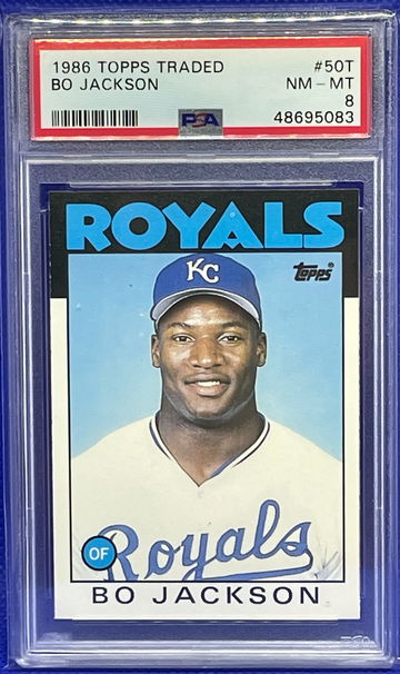 1986 Topps Traded Bo Jackson Rookie Card #50T PSA 8 NM-MT