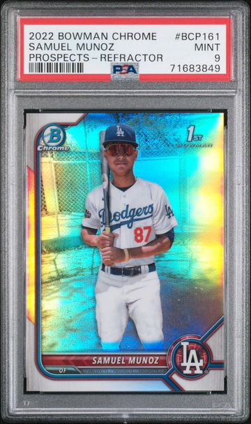 2022 BOWMAN CHROME PROSPECTS SAMUEL MUNOZ #BCP161 PROSPECTS-REFRACTOR PSA 9