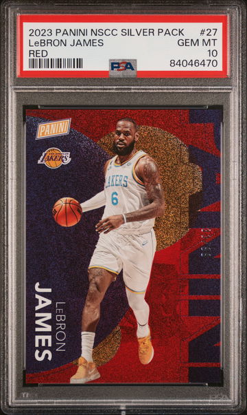2023 PANINI THE NATIONAL NSCC LEBRON JAMES LAKERS #/99 RED #27 PSA 10