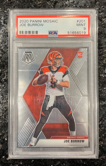 2020 Panini Mosaic Joe Burrow RC Rookie Card Base #201 PSA 9 MINT
