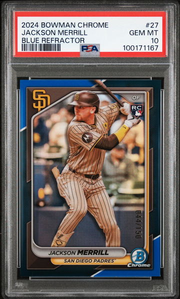 2024 Bowman Chrome Blue Refractor Jackson Merrill #27 /150 PSA 10