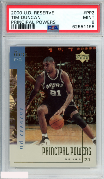2000 UPPER DECK RESERVE PRINCIPAL POWERS TIM DUNCAN #PP2 SPURS HOF PSA 9 MINT