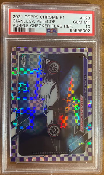 2021 TOPPS CHROME F1 GIANLUCA PETECOF PURPLE CHECKER FLAG REFRACTOR SP /199 #123 